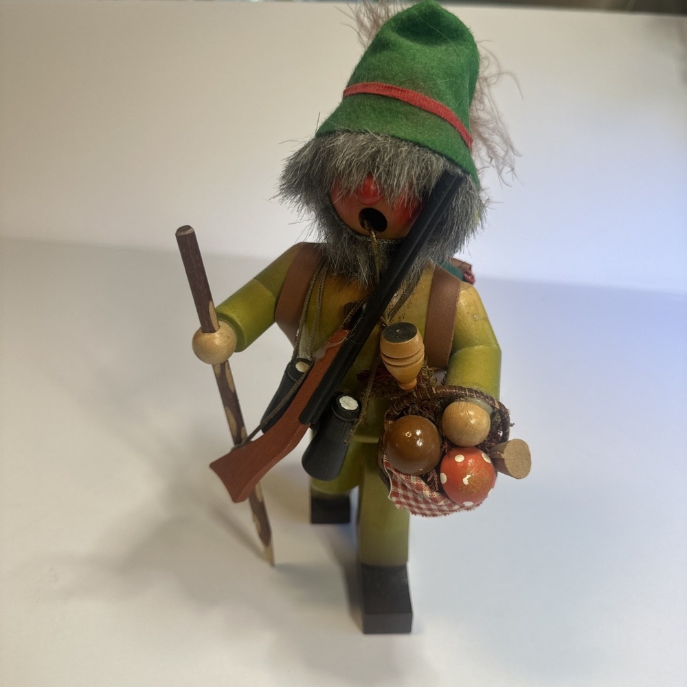 Vintage Hiker‎ Woodsman License Incense Smoker, Mushroom Gatherer 10" In. Tall